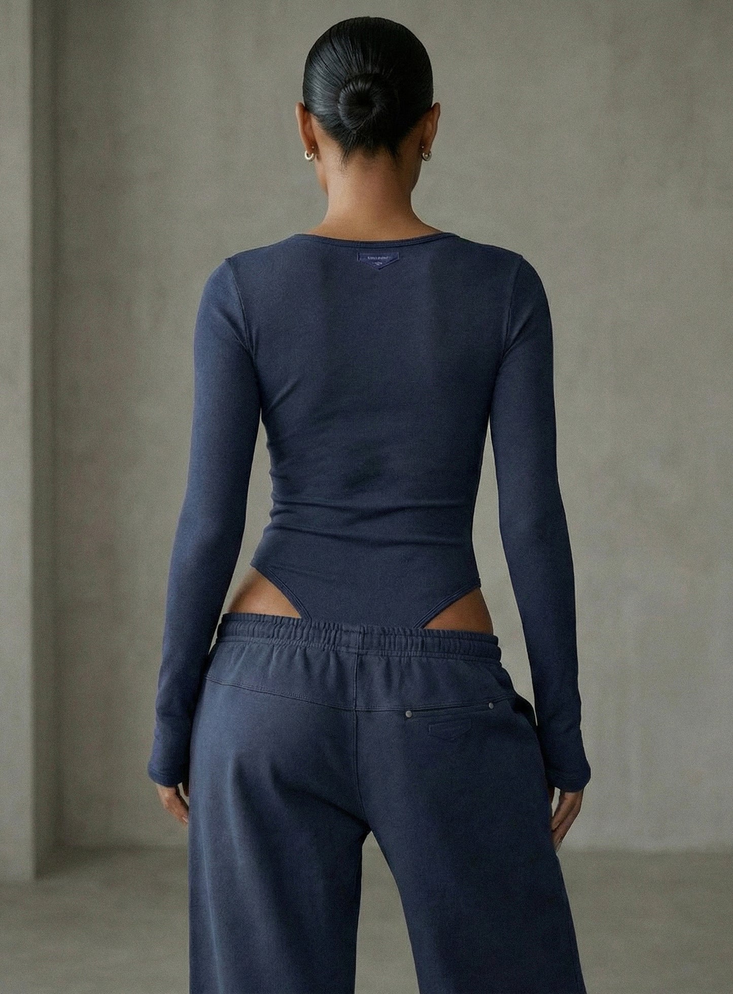 [w-jst26-004] BS Cotton Jersey Henley Neck Bodysuit - Navy