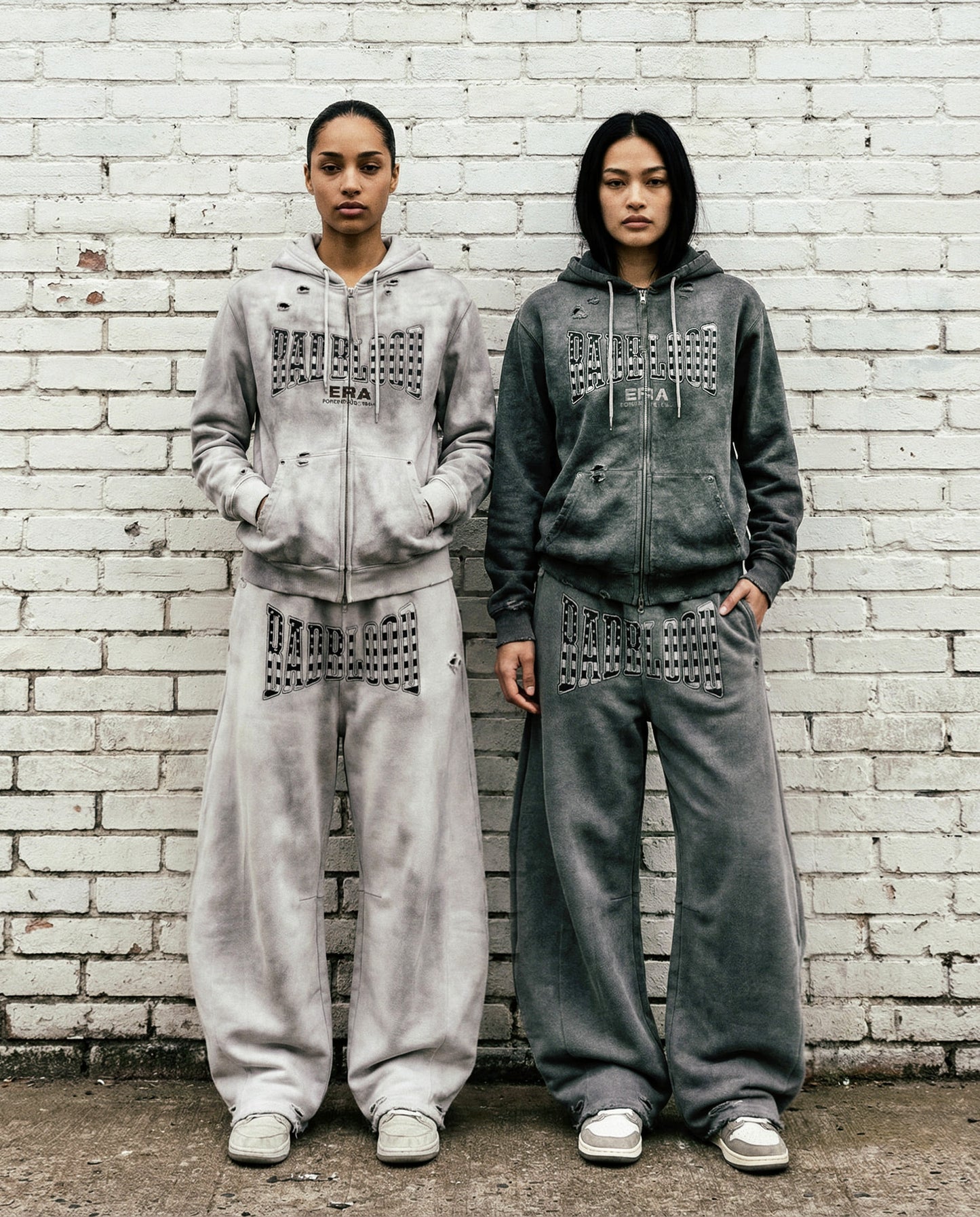 [w-pts25-118] Shield Old Glory 2-Way Curved Jogger Trousers - Dusty White