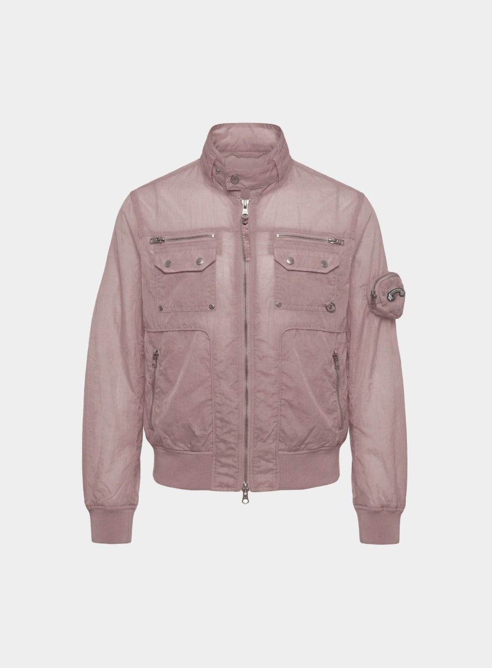 [w-jkt26-033] Daytona High-Neck Lightweight Nylon Bomber Jacket - Pink