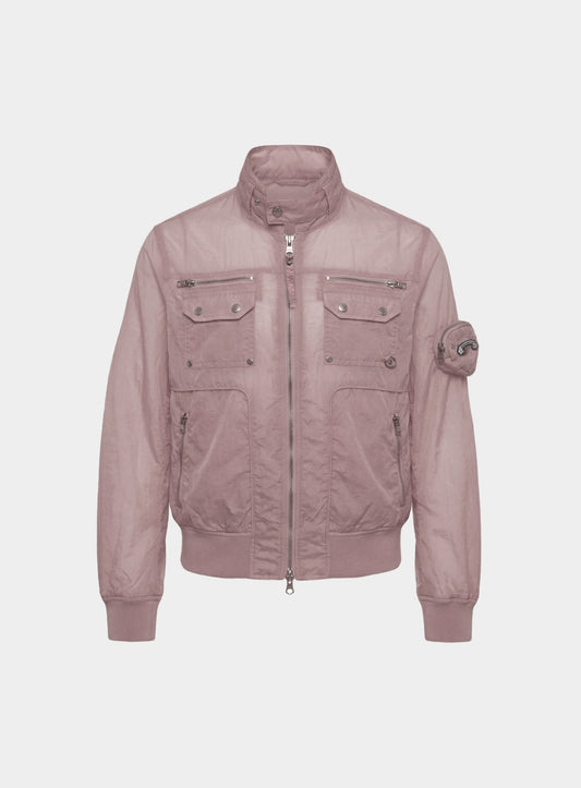 [w-jkt26-033] Daytona High-Neck Lightweight Nylon Bomber Jacket - Pink