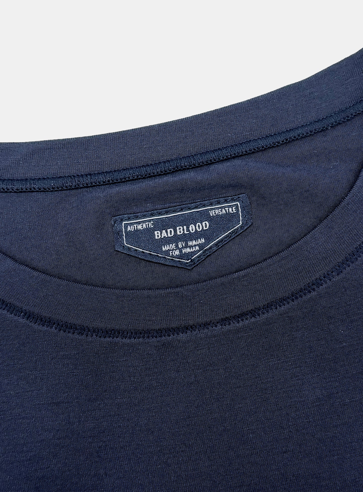 [w-tee26-086] Everyday Crew Neck Long Sleeve T-Shirt - Navy