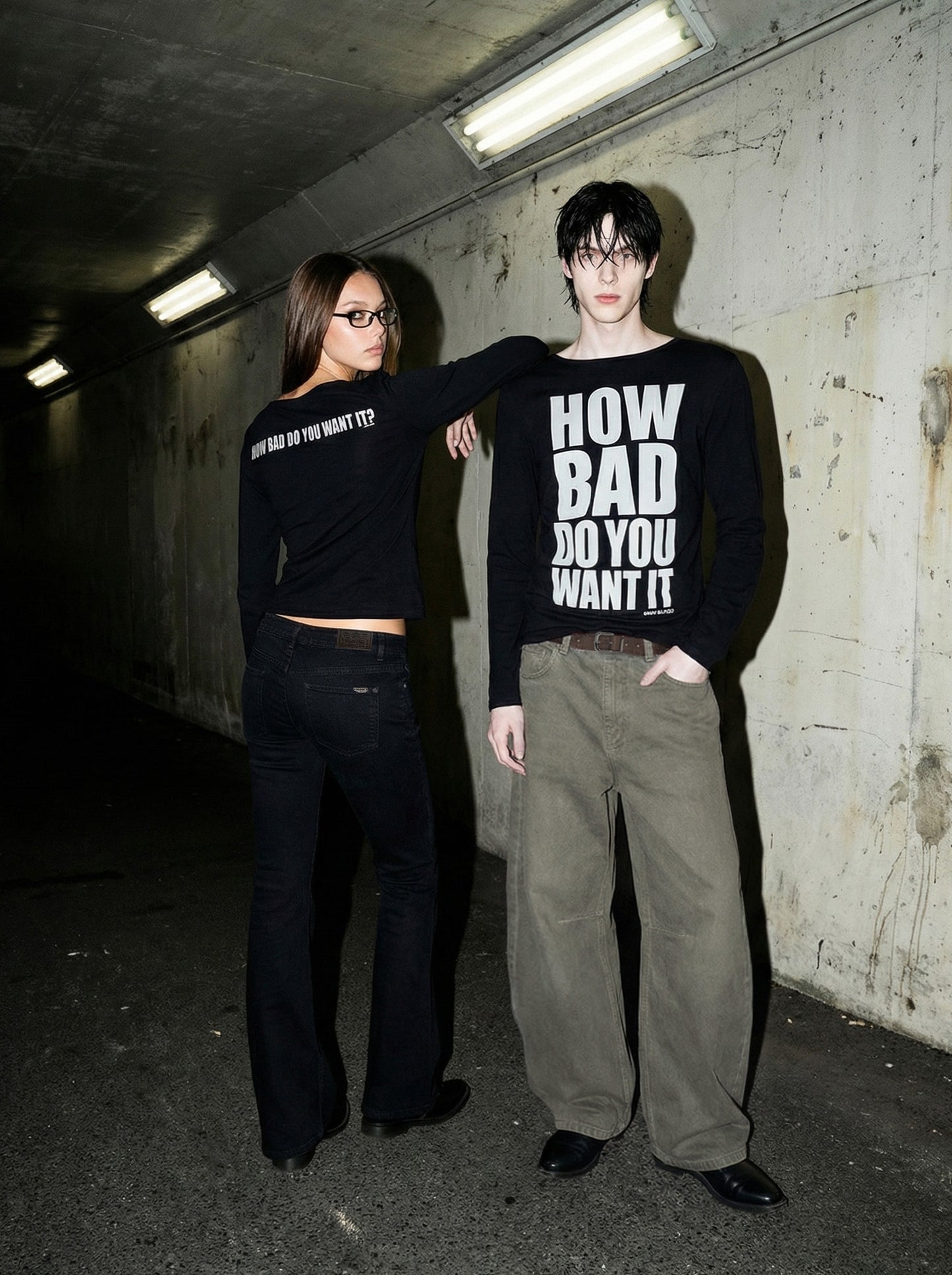 [w-tee26-117] DO YOU WANT IT Boat Neck T-Shirt - Black
