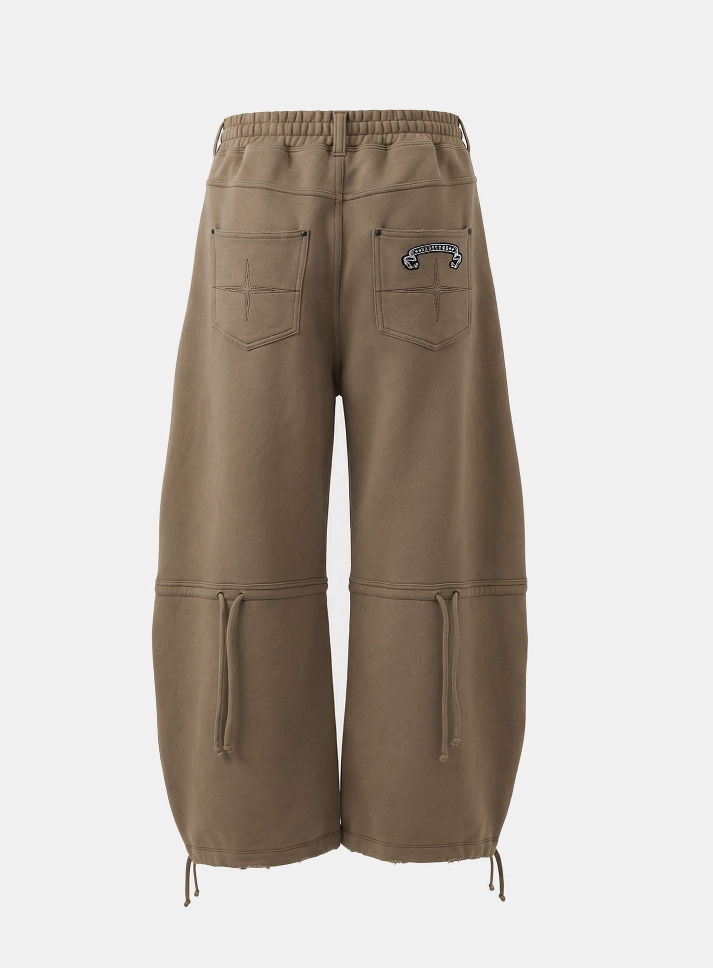 [w-pts25-130] Destroyed Raw-Edge Joggers - Dark Tan
