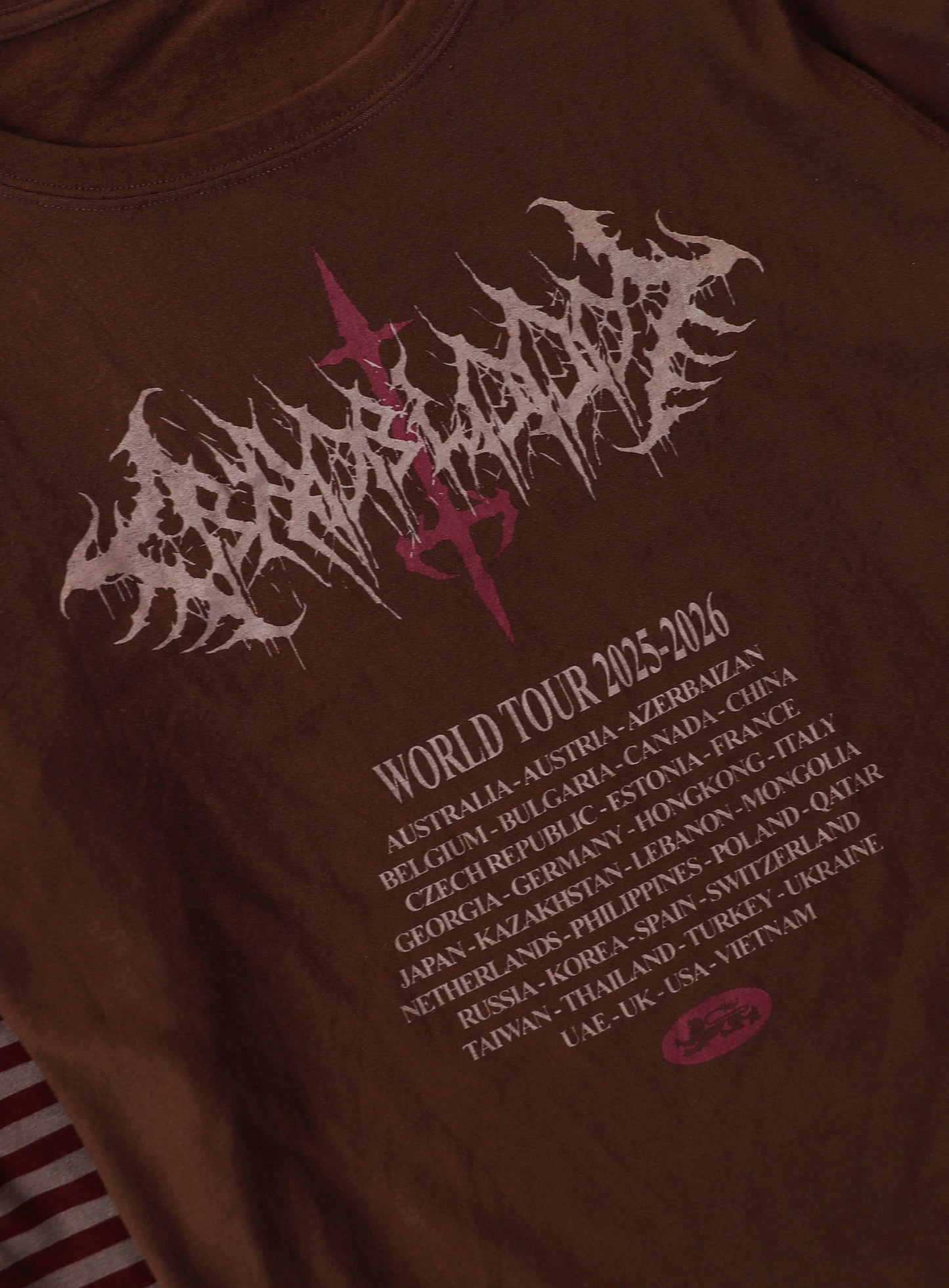 2025 World Tour Layered Long Sleeve - Burgundy/Striped