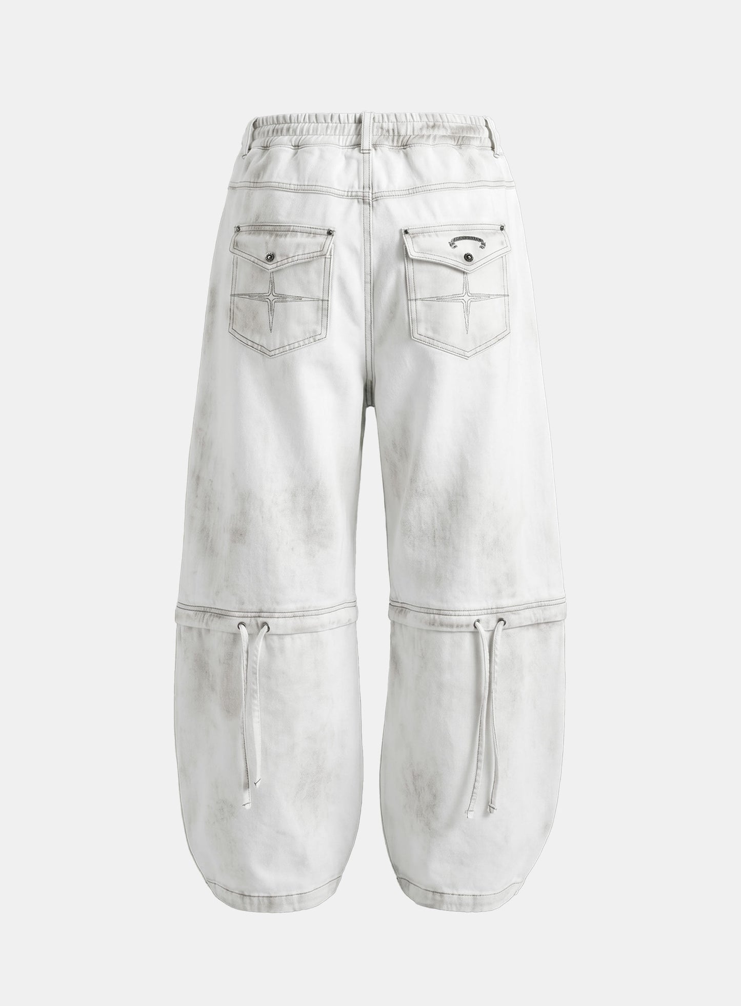 [w-pts26-095] Destroyed Raw-Edge Joggers - White