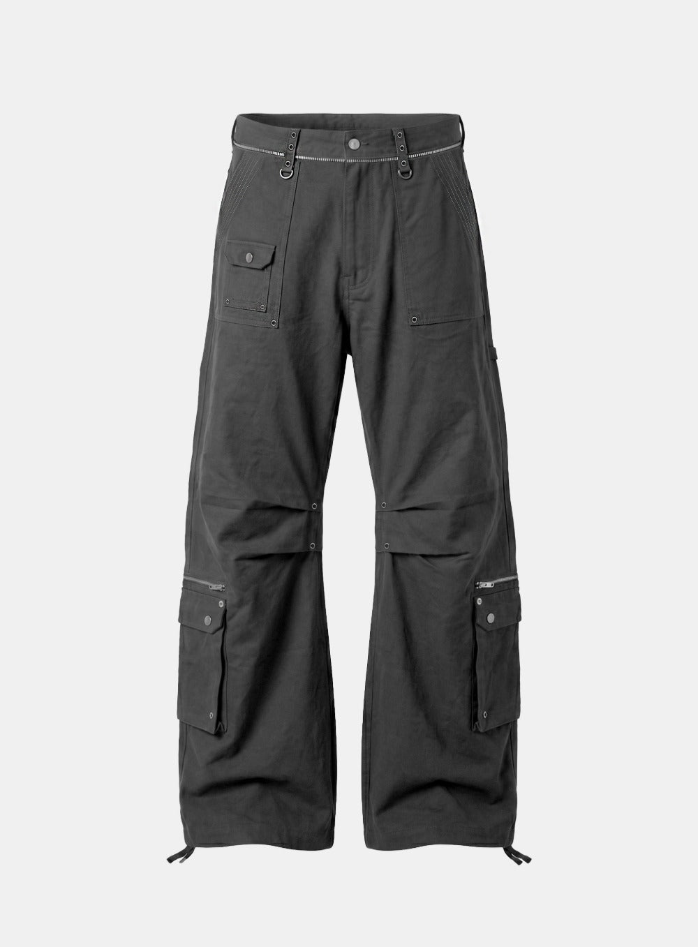[w-pts26-113] Alpha Curved Bootcut Cargo Pants - Charcoal