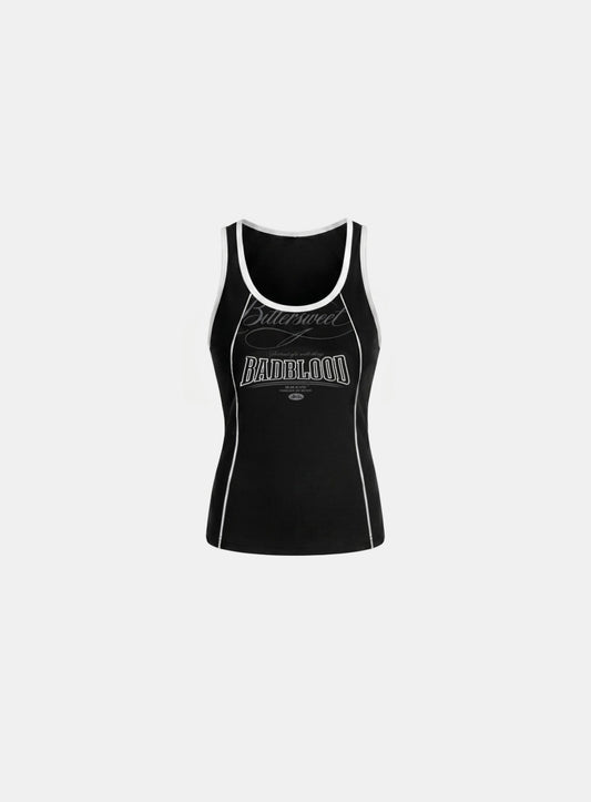 [w-tnk26-043] 90s Vintage Club Jersey Tank - Black