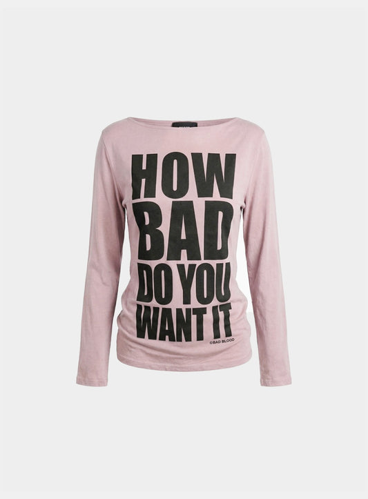 [w-tee26-119] DO YOU WANT IT Boat Neck T-Shirt - Pink