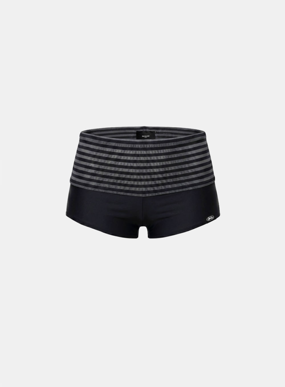 [AQUA] [w-srt26-027] Dark Classic 2 Foldover Boy Shorts - Black Stripe