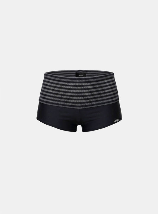 [AQUA] [w-srt26-027] Dark Classic 2 Foldover Boy Shorts - Black Stripe