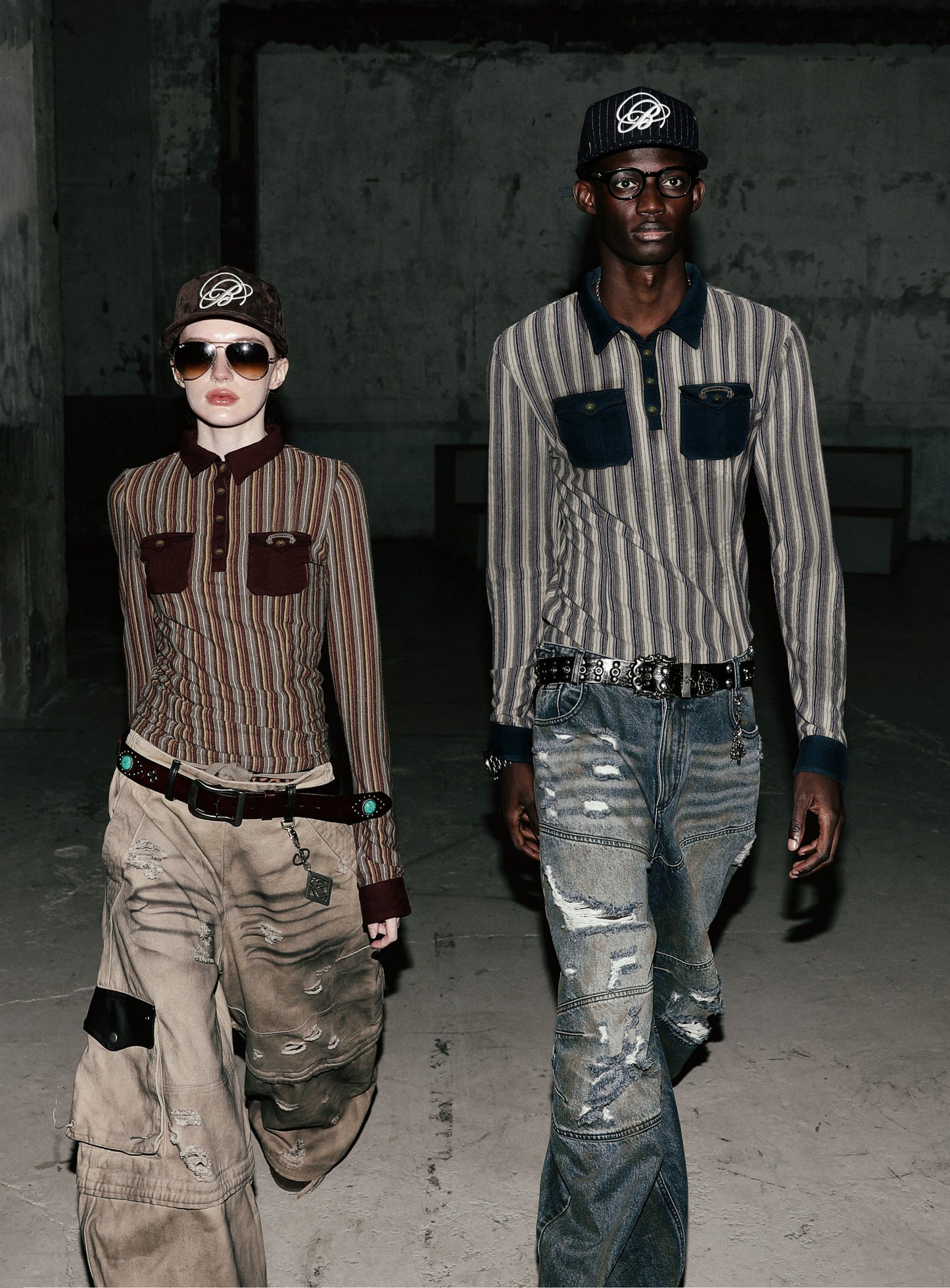 [w-tee25-186] Vintage Jersey Polo Shirt - Burgundy/Striped