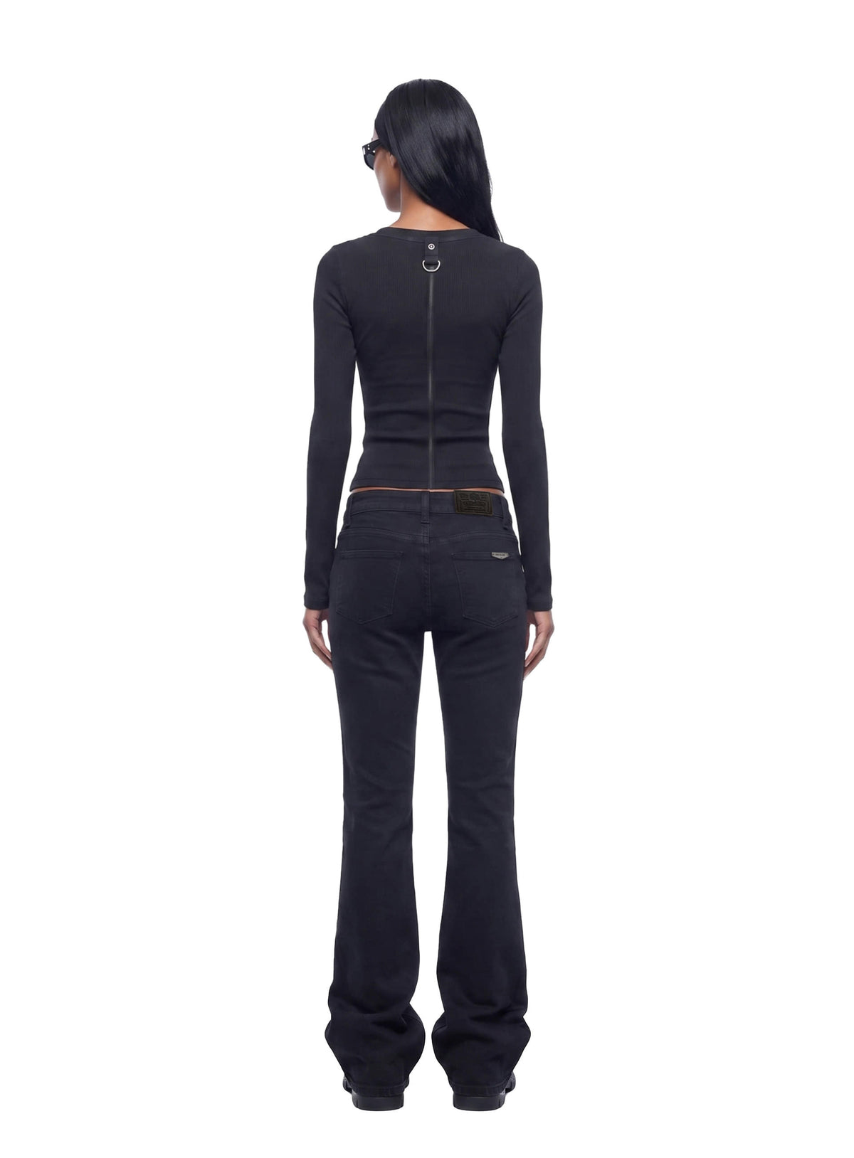 [w-tee26-263] Delta 2 Utility Cotton Rib Crew Neck Long Sleeve - Black