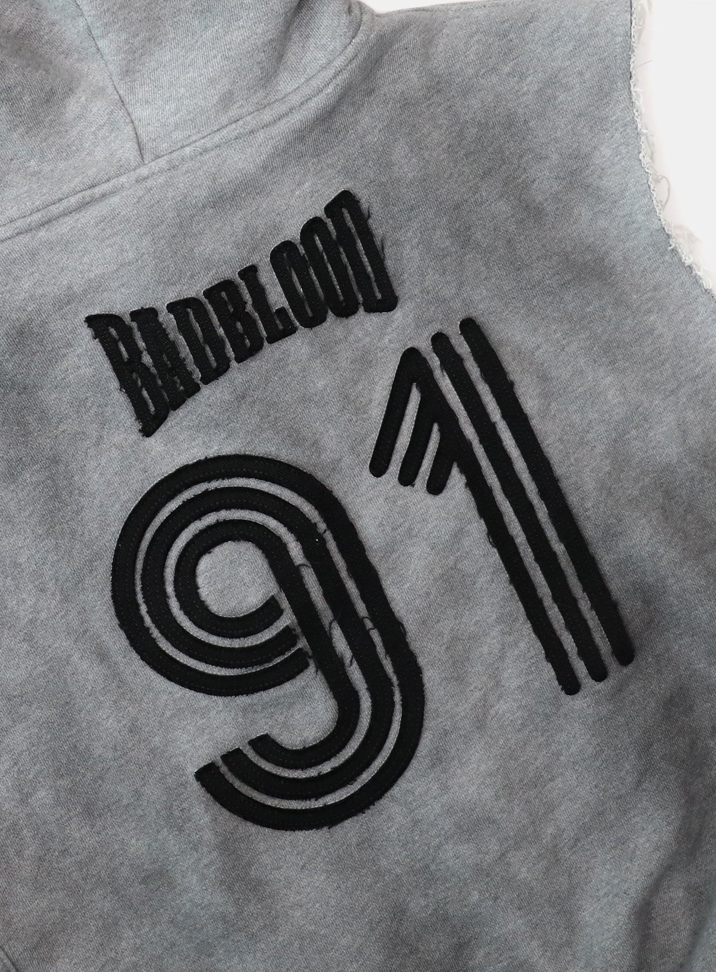 Curved Logo Sleeveless Hooded Zip-Up - Dusty Grey