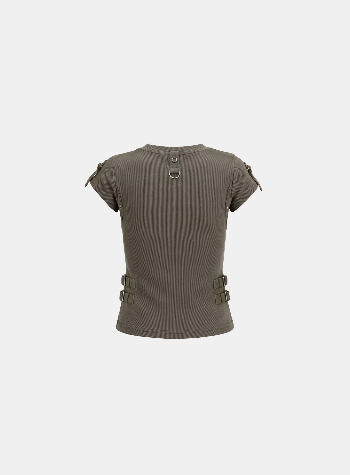 [w-tee26-181] Delta Utility Cotton Rib 1/2 Henley Neck T-shirt - Military Green