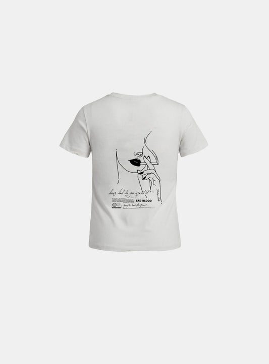 [w-tee26-140] Lonely Girl Short Sleeve T-Shirt - White