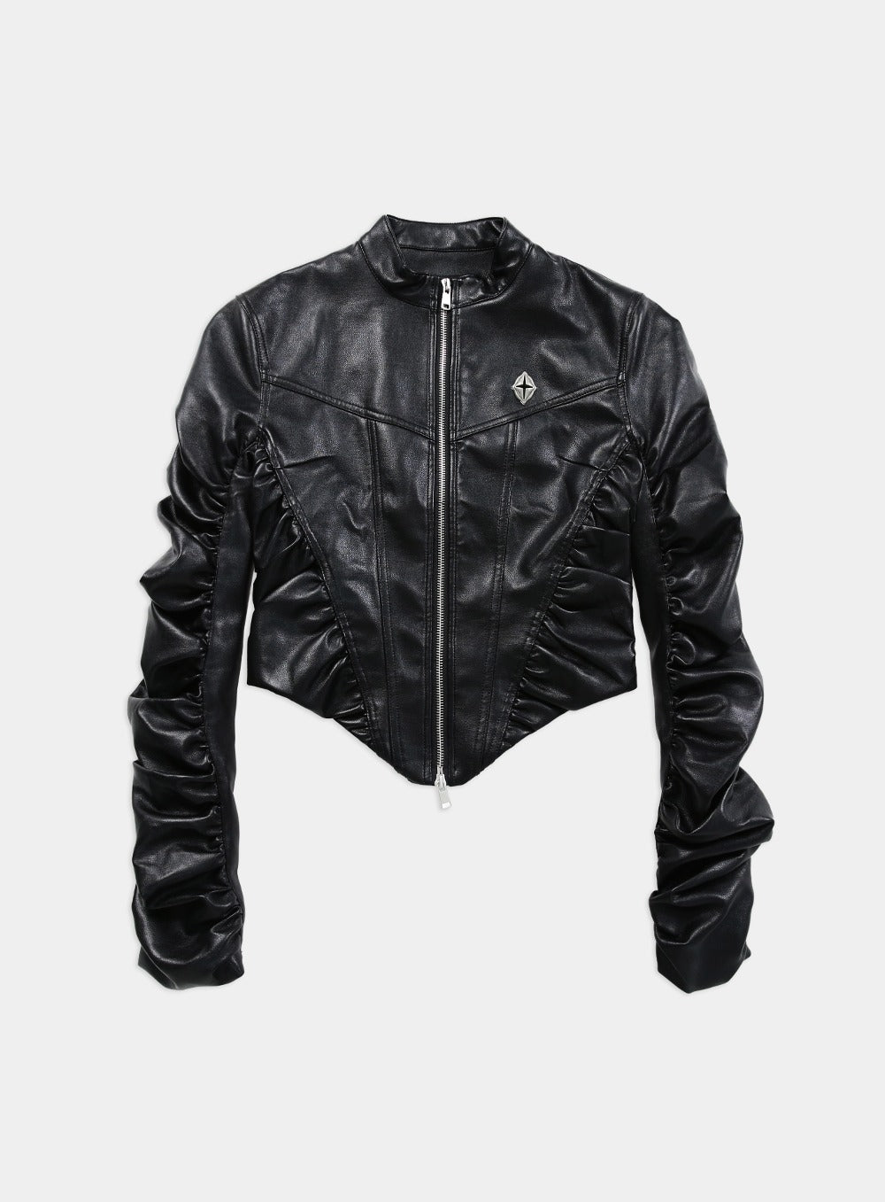 Sonya Shirring Racer Jacket - Black