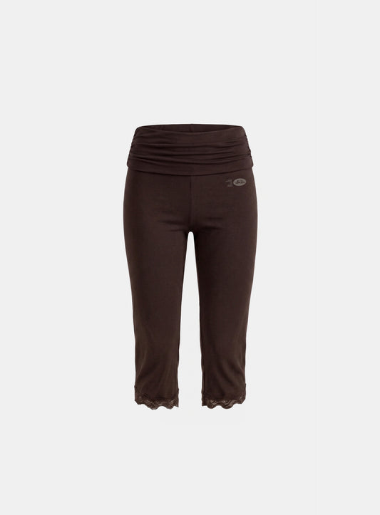 [w-srt26-035] Everyday Lace Capri Pants - Brown