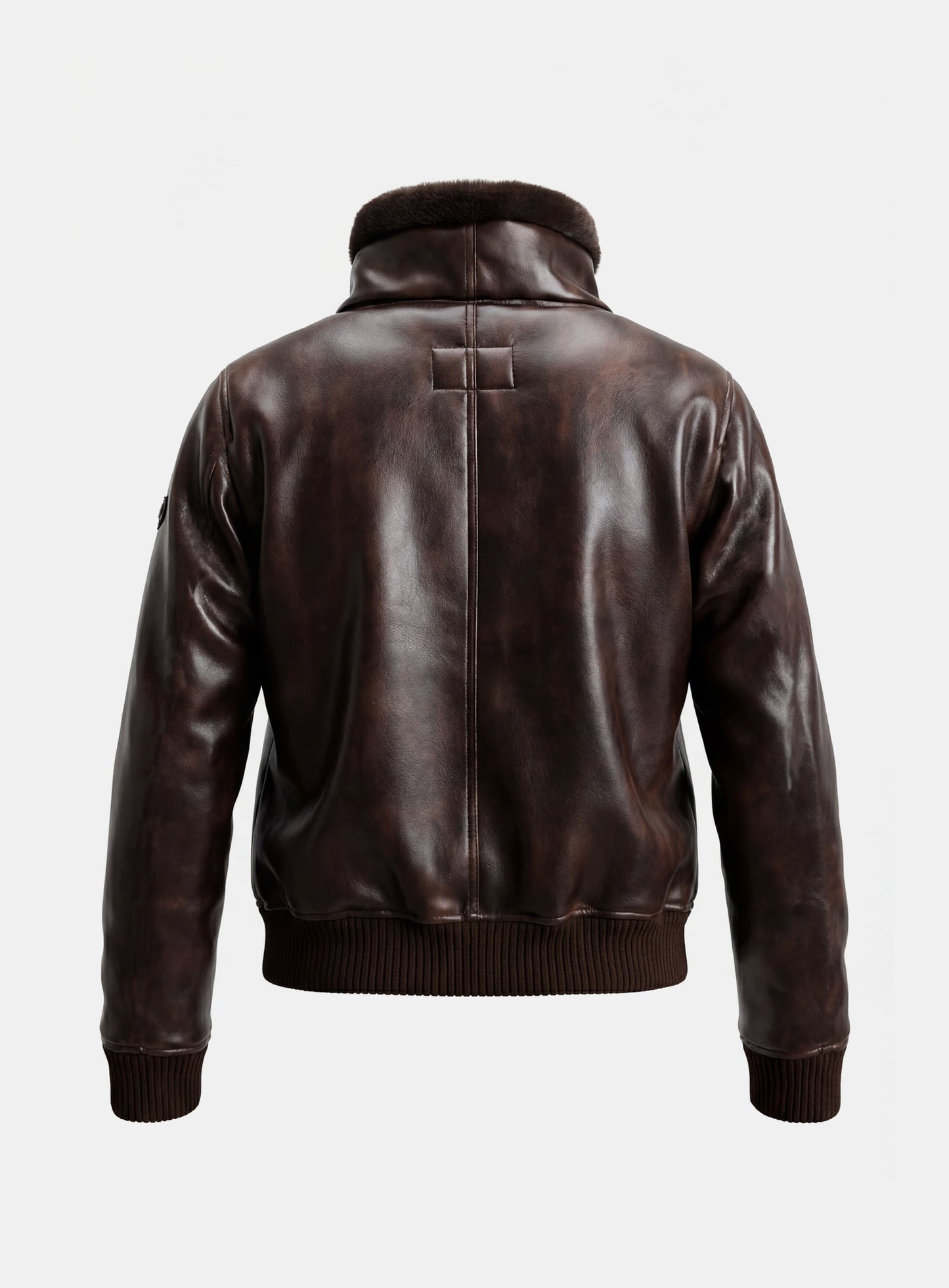 [w-jkt25-057] Viper21 Shearling Leather Bomber Jacket - Washed Brown
