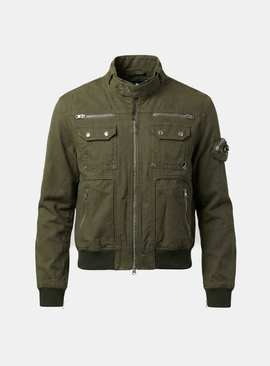 [w-jkt25-065] Daytona High-Neck Strap Bomber Jacket - Army Green
