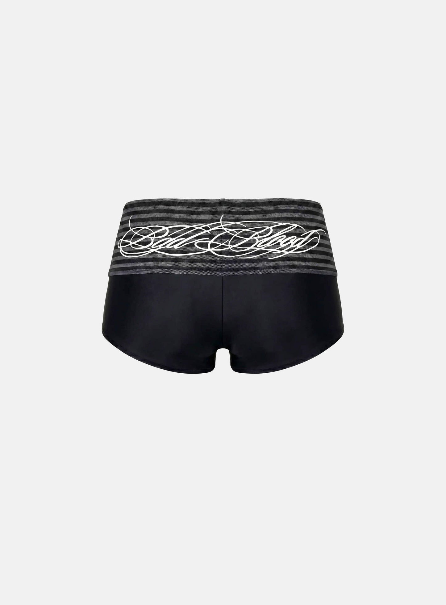 [AQUA] [w-srt26-027] Dark Classic 2 Foldover Boy Shorts - Black Stripe