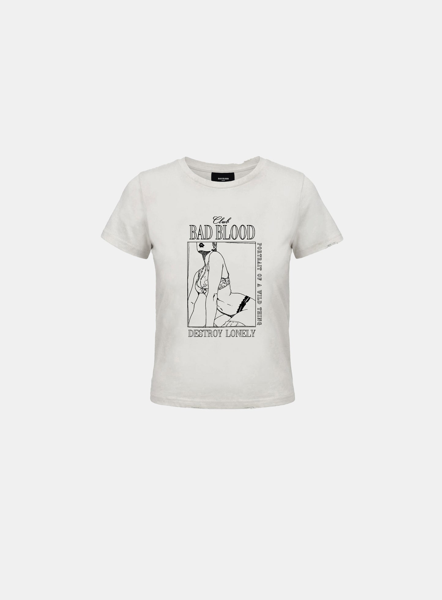 [w-tee26-140] Lonely Girl Short Sleeve T-Shirt - White