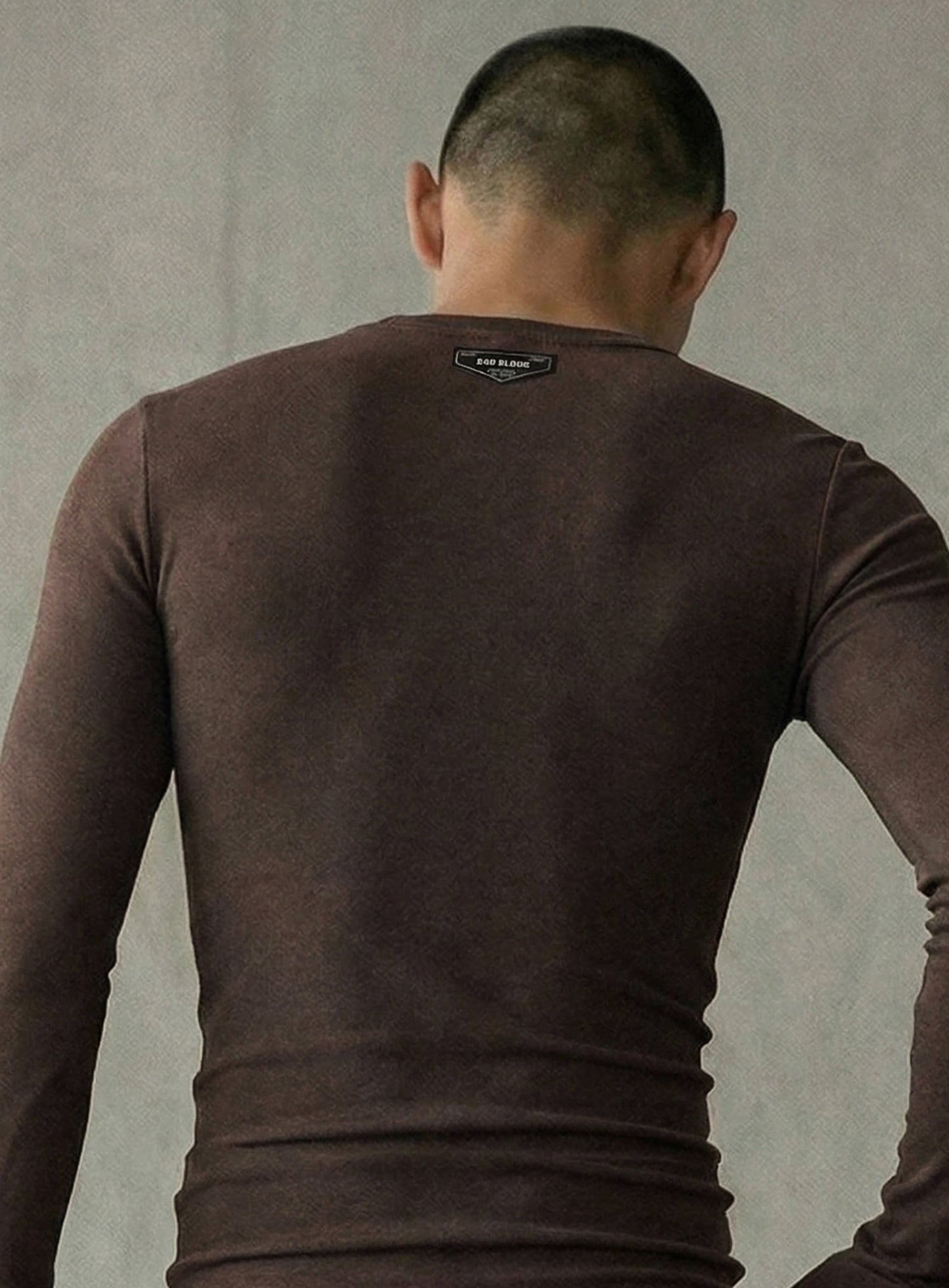 [w-tee26-048] BS Cotton Jersey Fitted Long Sleeve T-Shirt - Brown