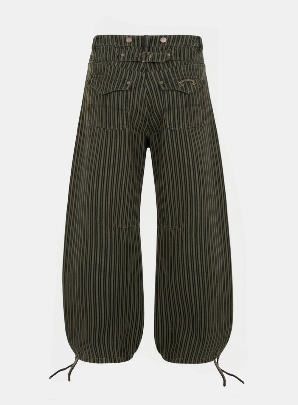 [w-pts25-126] 0509 Shinchiback Semi-Curved Pants - Brown/Striped