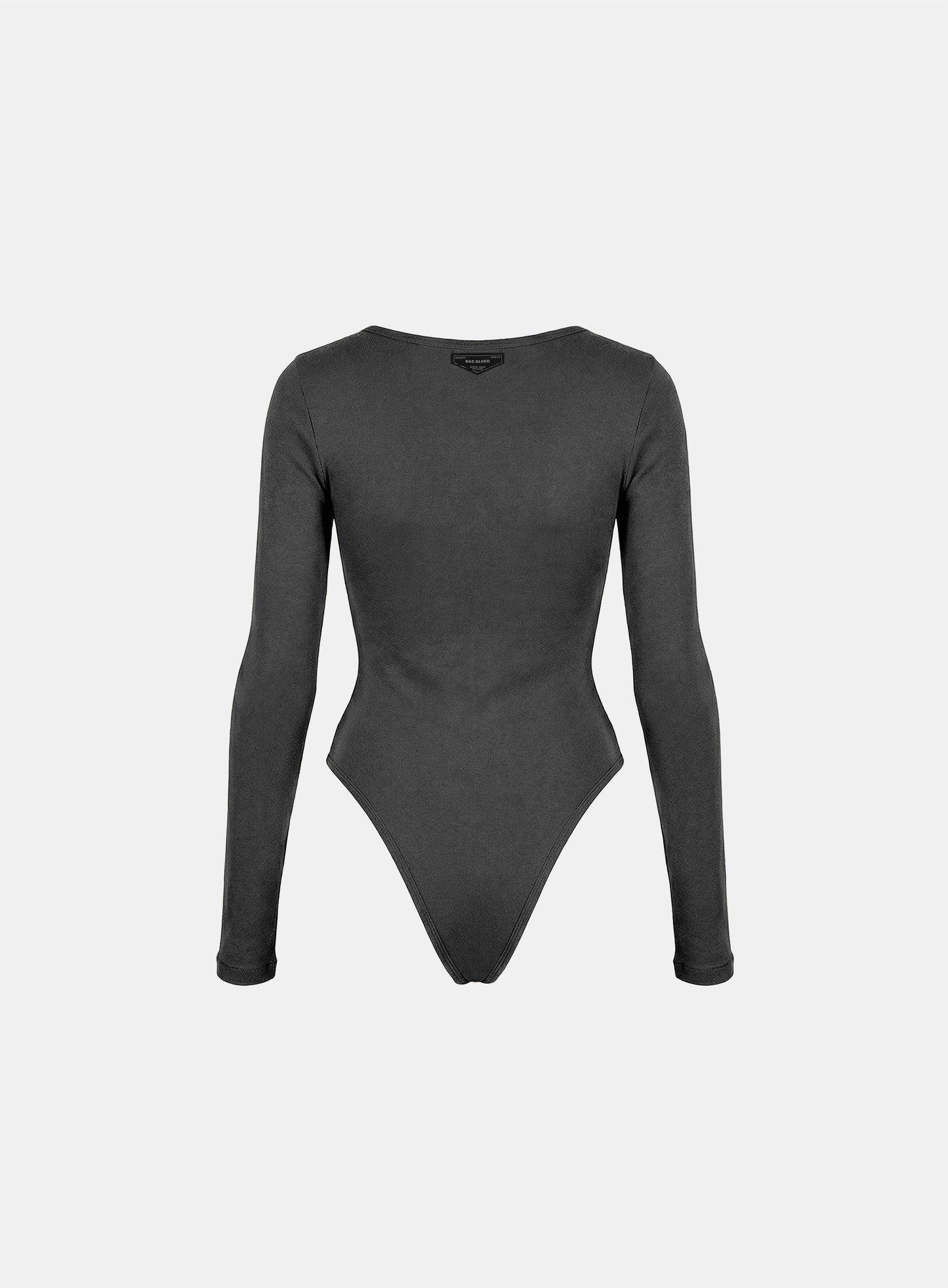 [w-jst26-003] BS Cotton Jersey Henley Neck Bodysuit - Charcoal