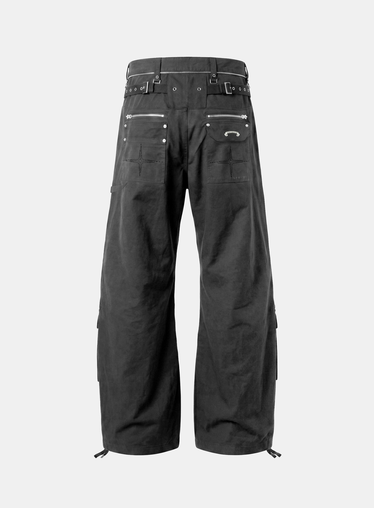 [w-pts26-113] Alpha Curved Bootcut Cargo Pants - Charcoal