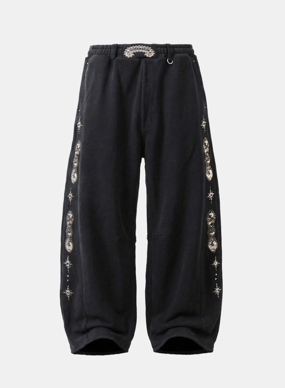 [w-pts25-076] Viper Gemstone 2-Way Curved Jogger Trousers -Black