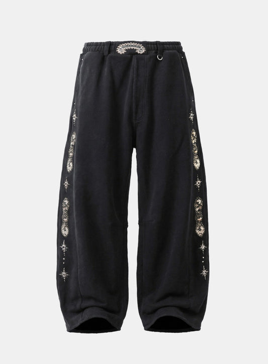 [w-pts25-076] Viper Gemstone 2-Way Curved Jogger Trousers -Black