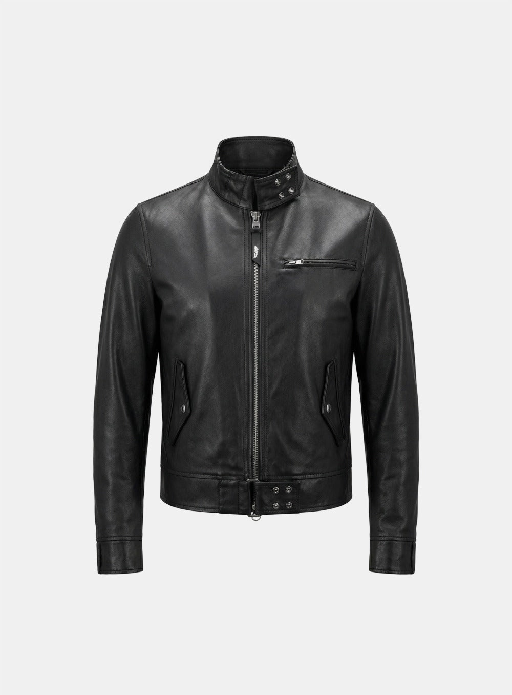[w-jkt26-021] Spina High-Neck Jacket - Black Leather