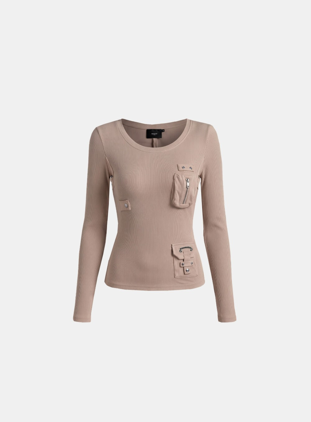 [w-tee26-262] Delta 2 Utility Cotton Rib Crew Neck Long Sleeve - Tan