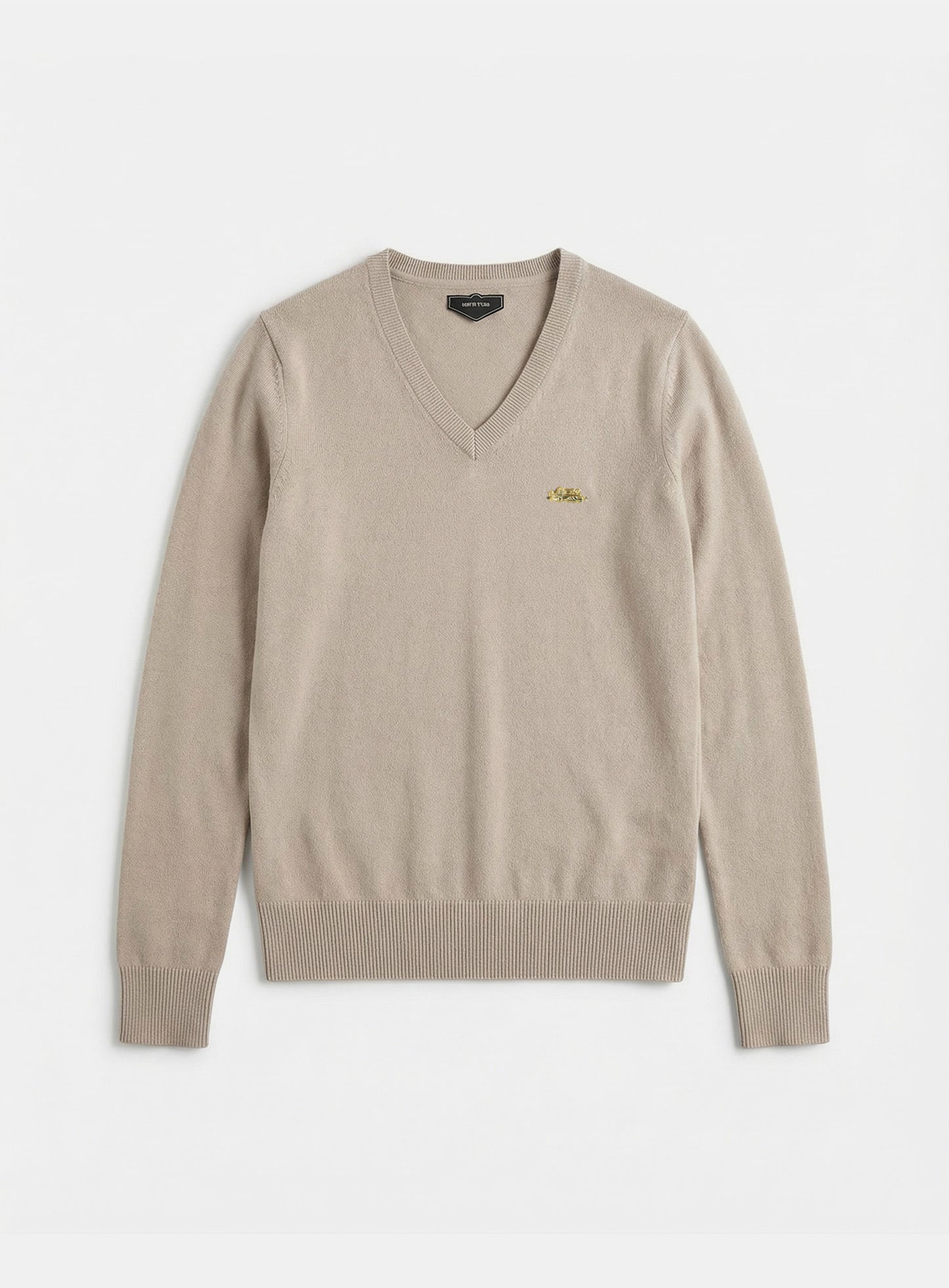 [w-knt26-018] Fine Merino Wool V-Neck Knit - Sand