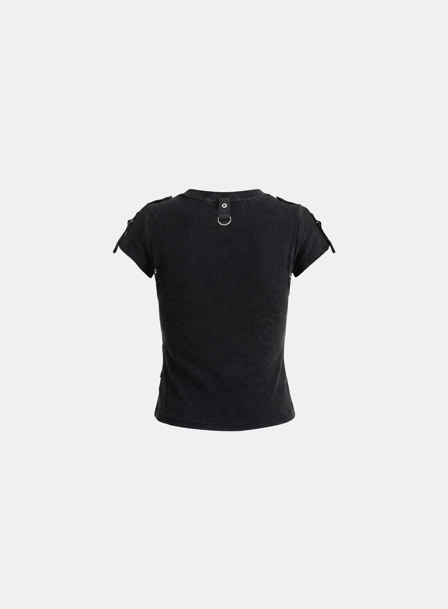 [w-tee26-180] Delta Utility Cotton Rib Crew Neck T-shirt - Black