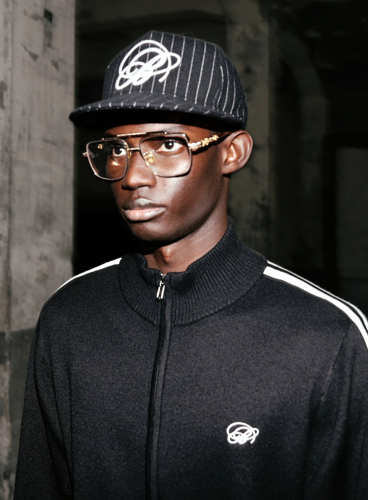 Dark Classic Wool Ballcap - Charcoal/Striped