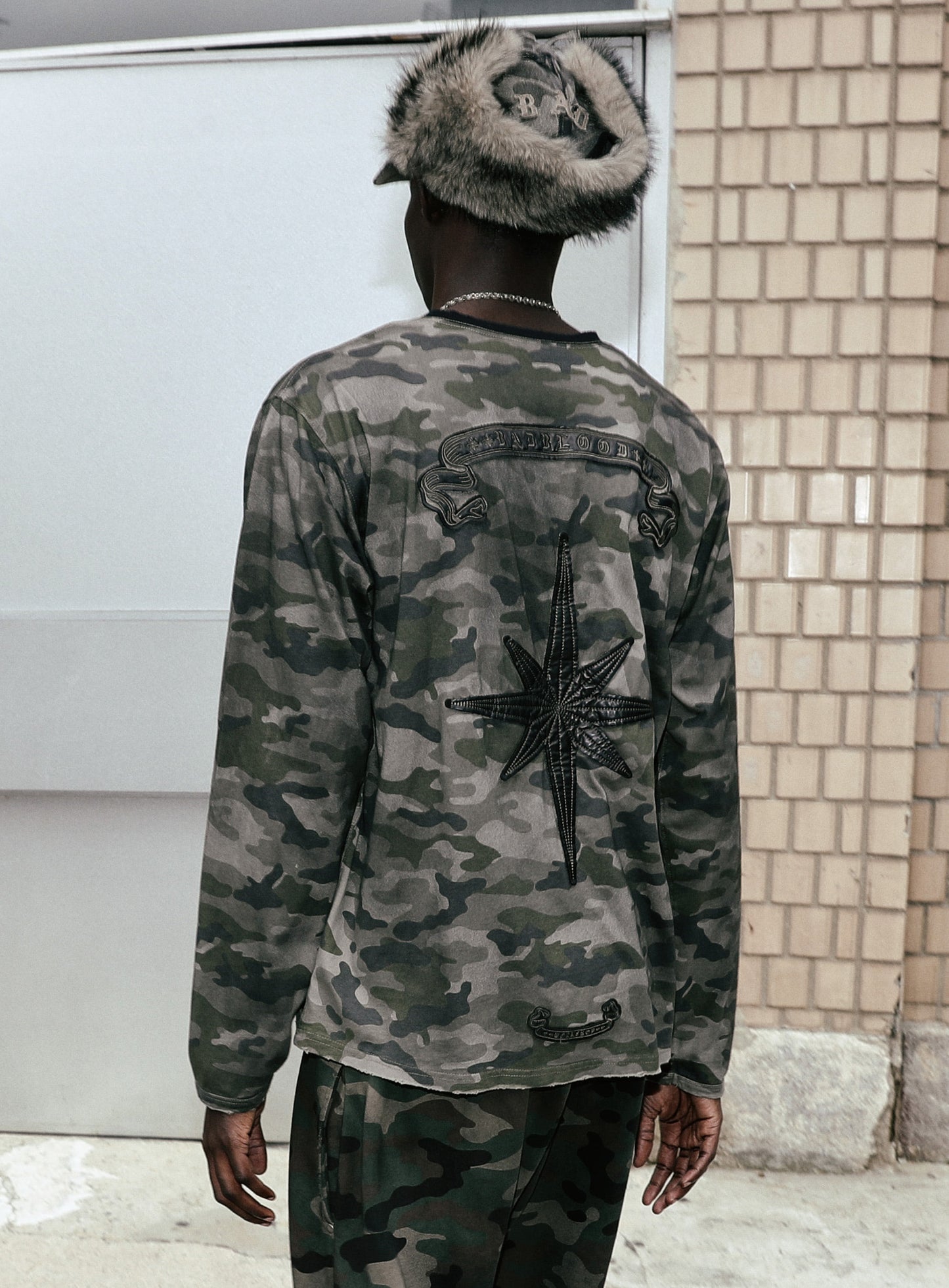 Cosmo Bad Patch Ringer Long Sleeve - Green Camo