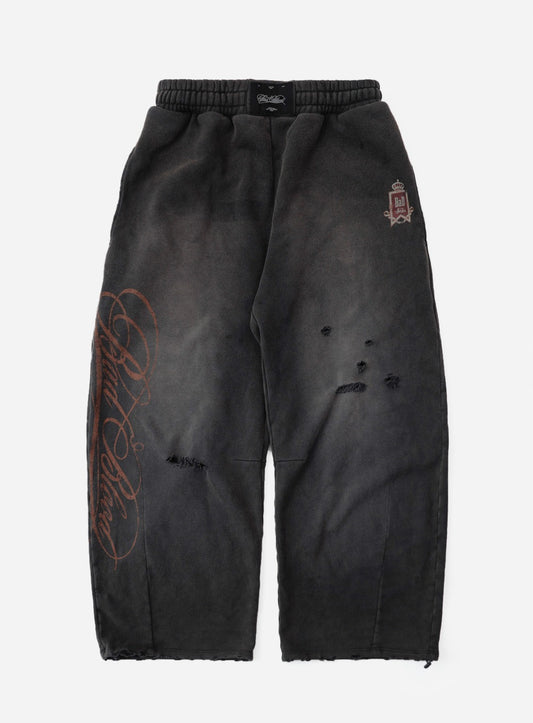 Royal Classic Distressed 2-Way Curved Jogger Trousers - Black