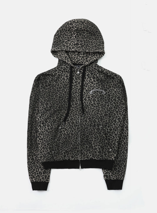 Viper Logo Hooded Zip-Up - Black Leopard