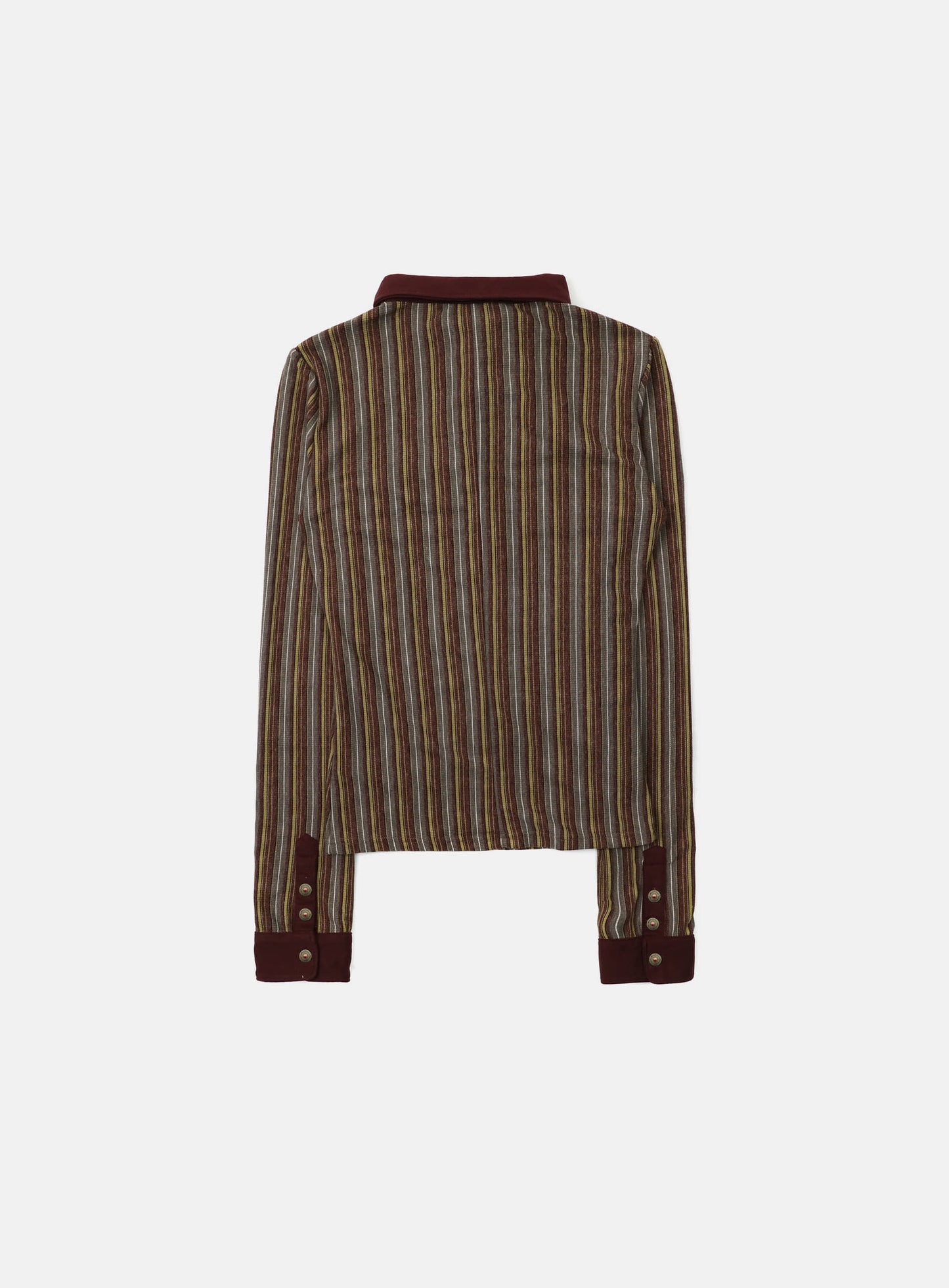 [w-tee25-186] Vintage Jersey Polo Shirt - Burgundy/Striped