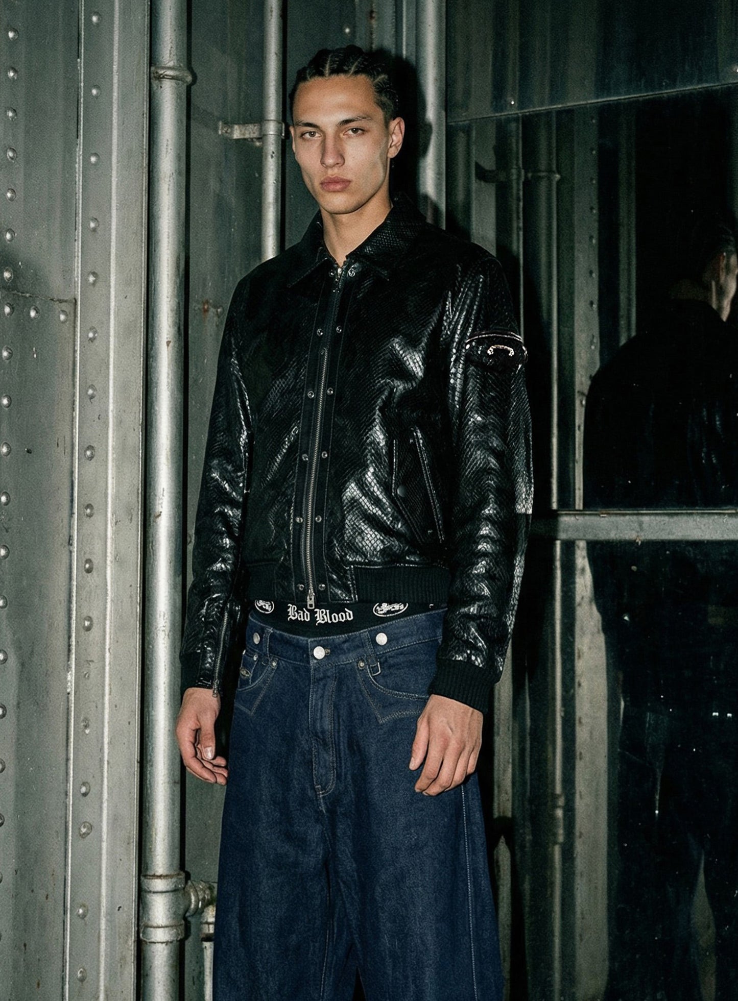 [w-pts25-103] 0509 Shinchiback Semi-Curved Pants - Blue Denim