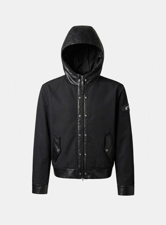 [w-jkt25-074] Viper91 Contrast Hooded Blouson - Black