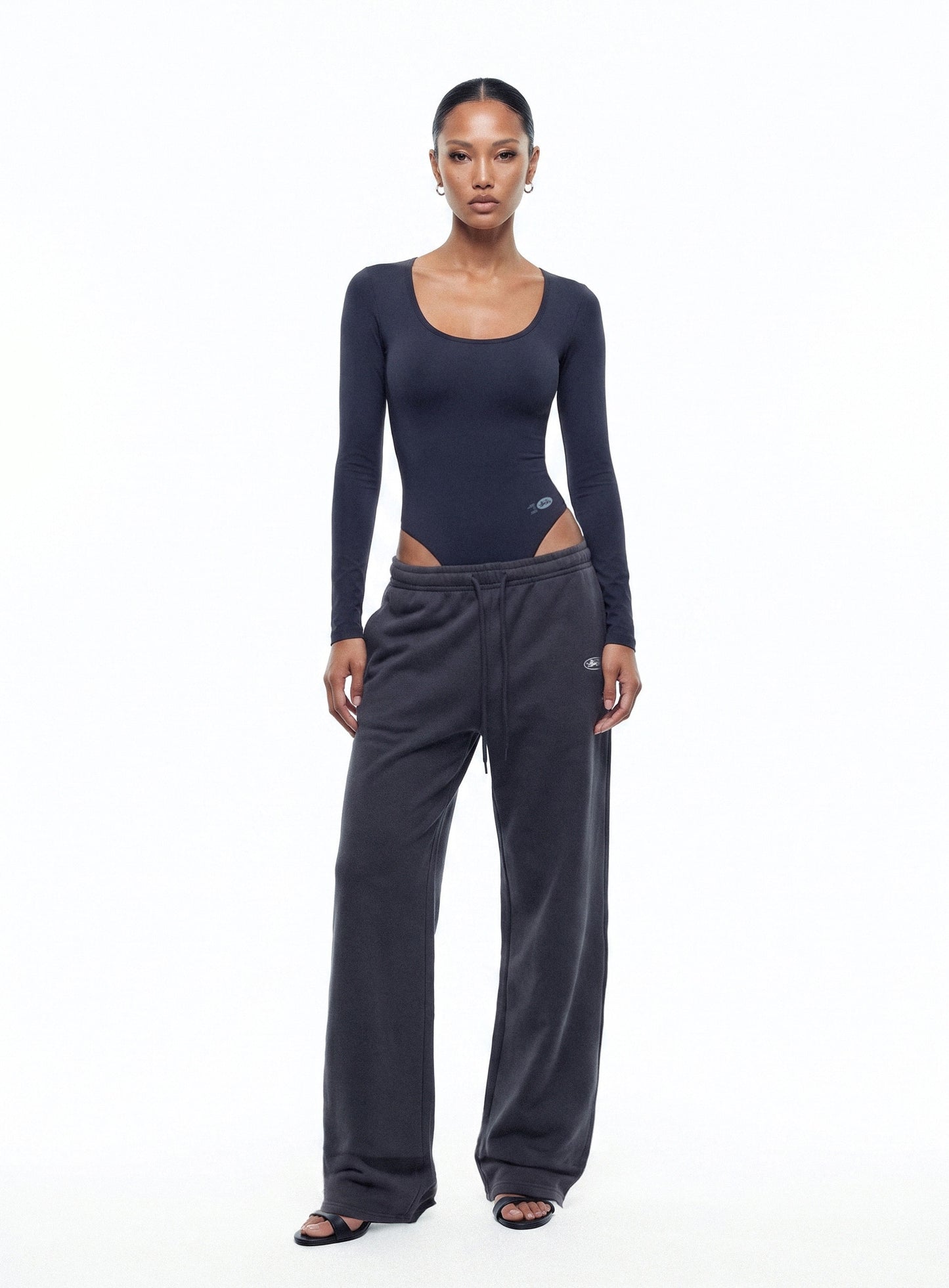 [w-jst26-014] Everyday Scoop Neck Bodysuit - Charcoal