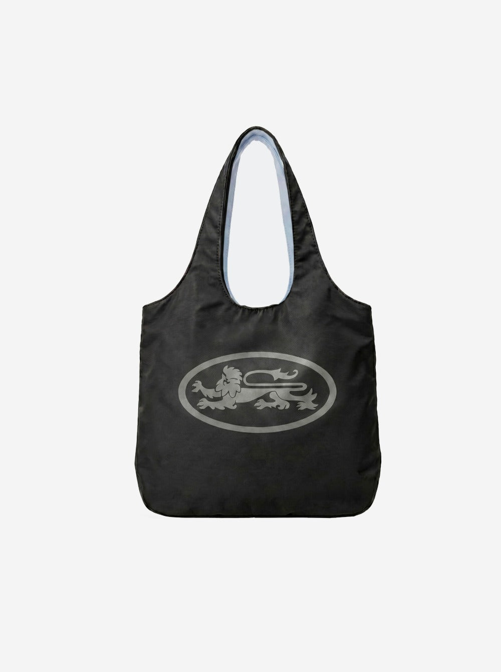 [w-bag26-003] Reversible Nylon Shopper Bag - Black/Blue