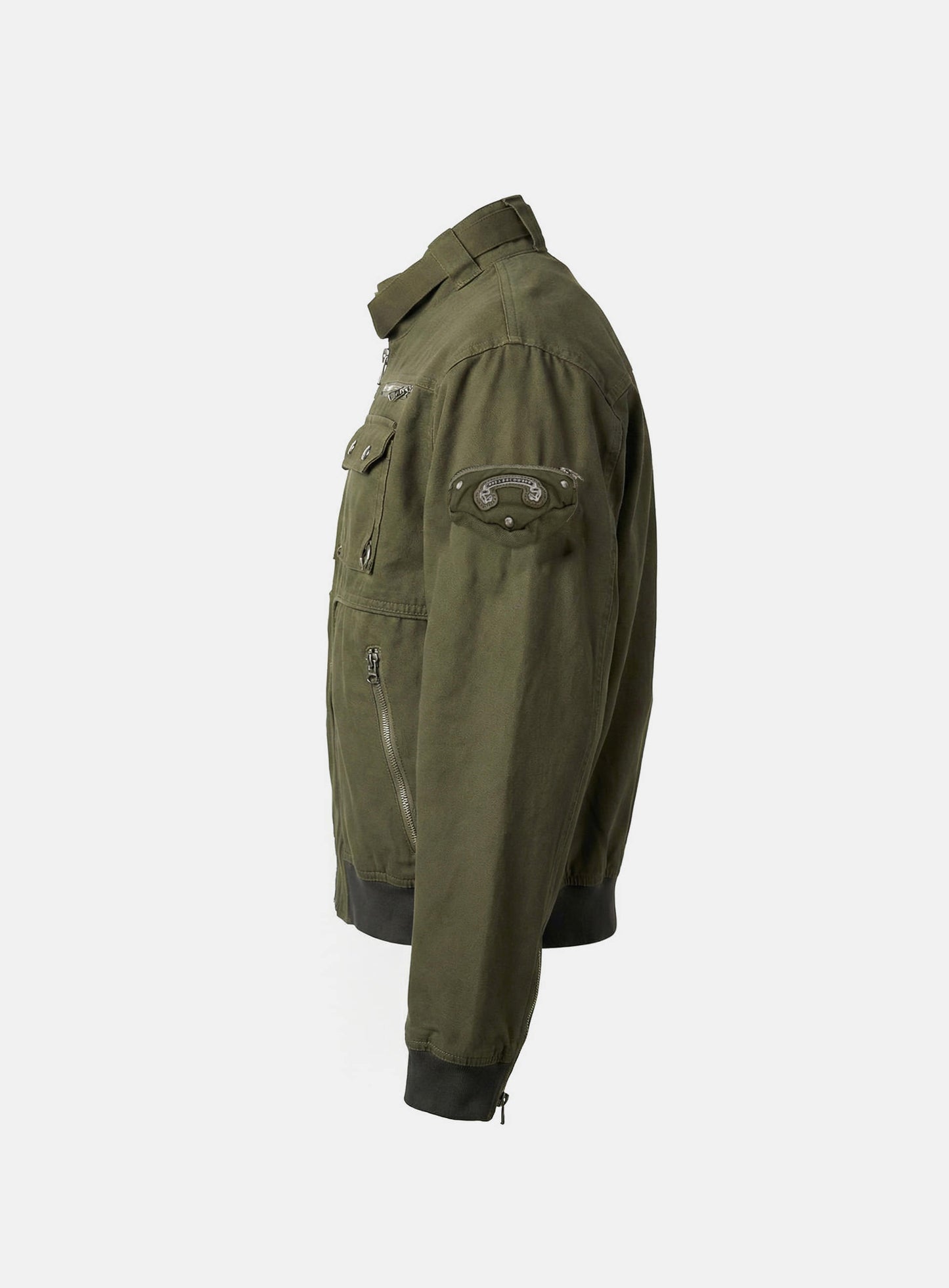 [w-jkt25-065] Daytona High-Neck Strap Bomber Jacket - Army Green