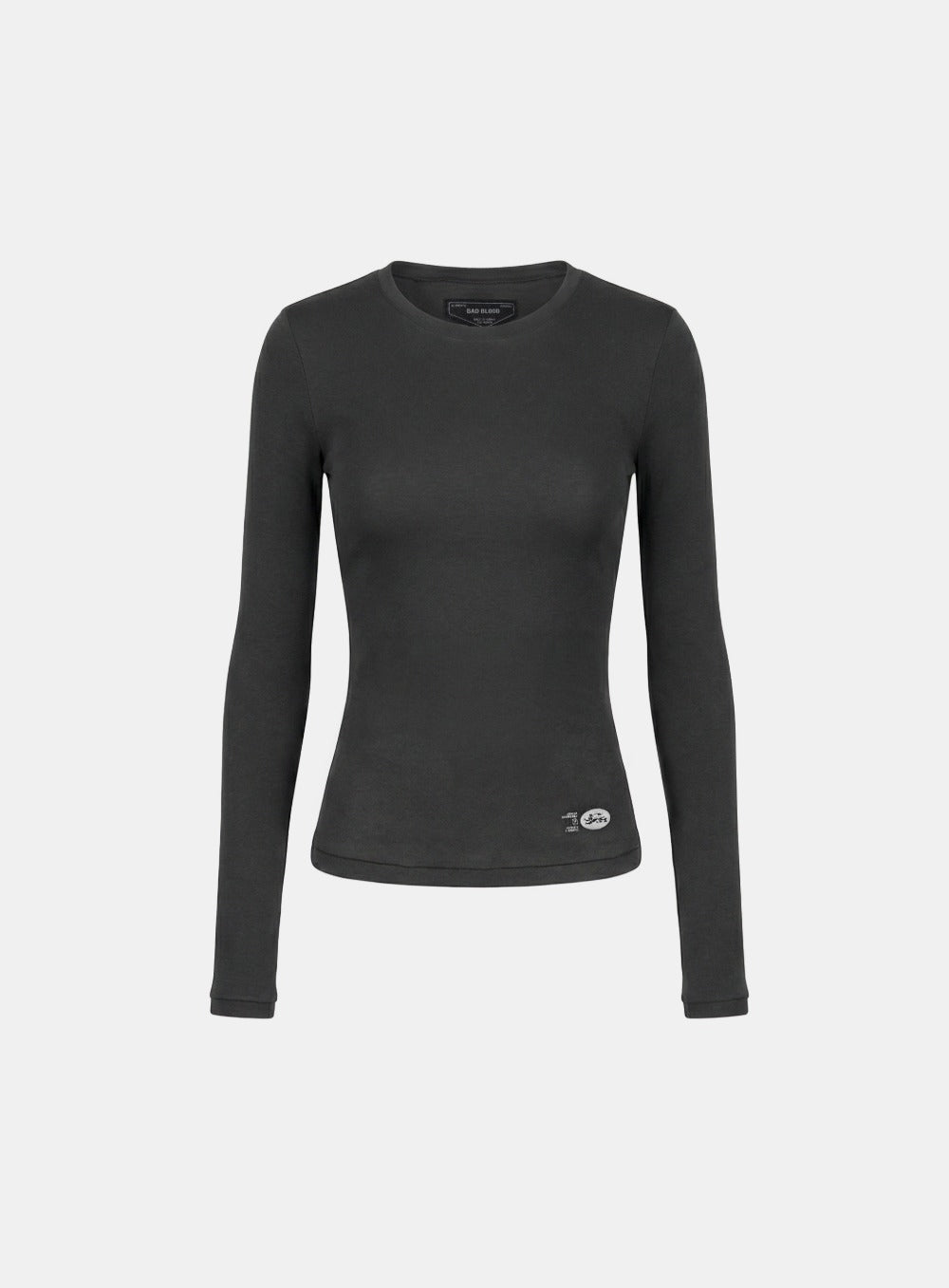 [w-tee26-049] BS Cotton Jersey Fitted Long Sleeve T-Shirt - Charcoal