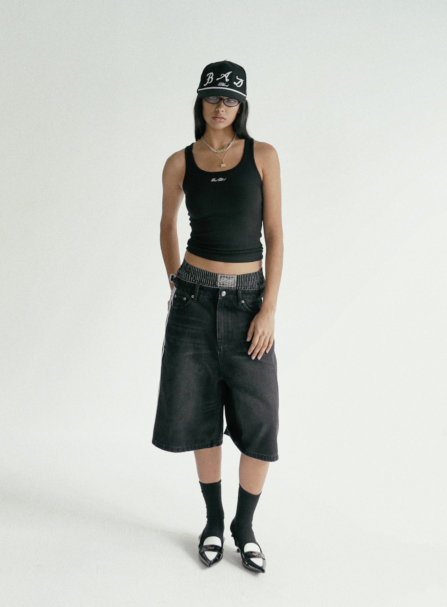 Billy Track Bermuda Jeans Baggy Fit - Black