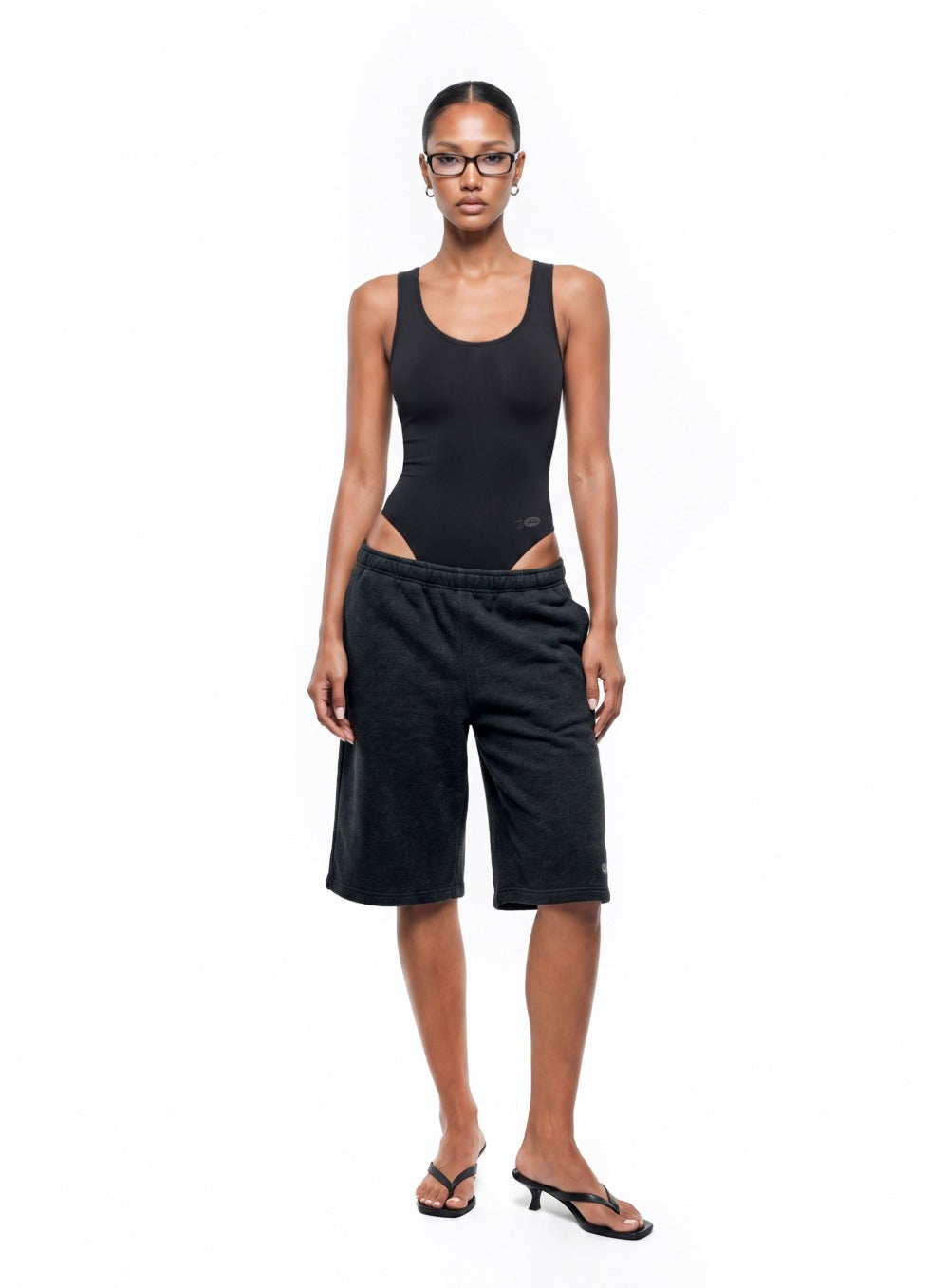 [w-jst26-010] Everyday U-Neck Tank Bodysuit - Black