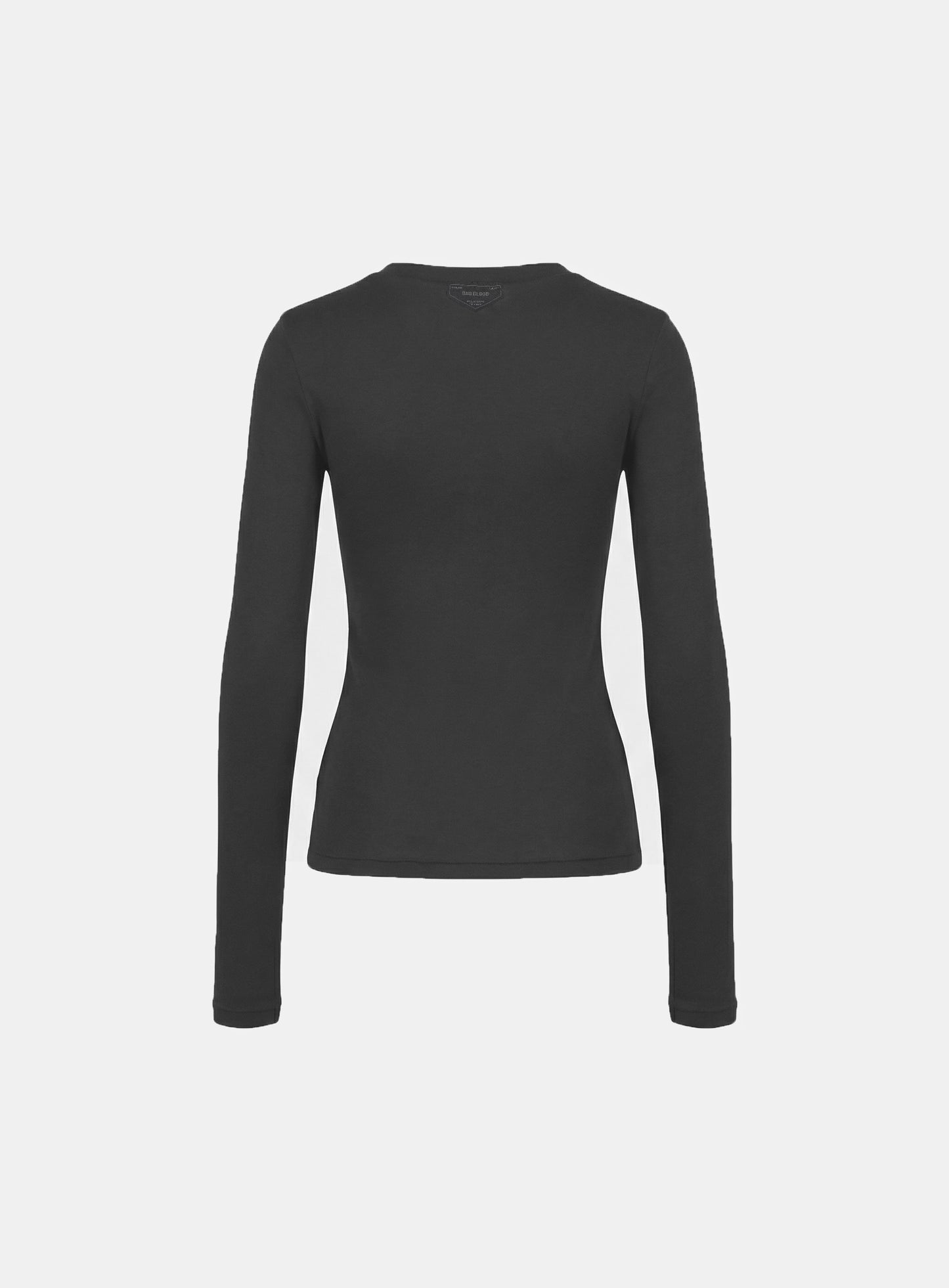 [w-tee26-049] BS Cotton Jersey Fitted Long Sleeve T-Shirt - Charcoal