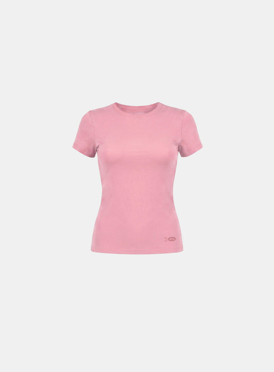 [w-tee26-195] Everyday Crew Neck Short Sleeve T-Shirt - Pink
